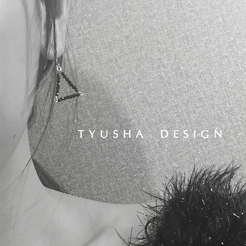 TYUSHA 设计三角天然黑色尖晶石14K注金包金耳环耳线不对称防过敏 - 图0