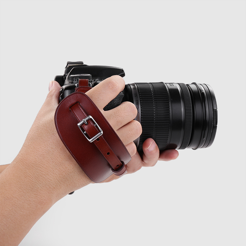 聚变手工皮具植鞣革头层牛皮单反相机手腕带真皮佳能相机手带定制 - 图0