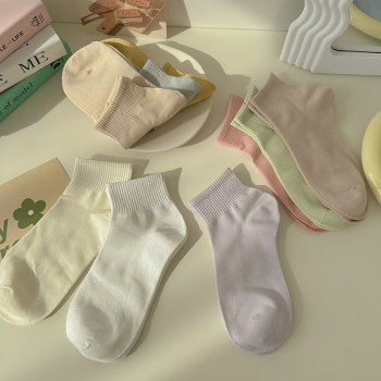 Nut Mommy White Summer Socks Women's Short Socks Summer Thin Cotton Socks Sports Candy Colored Mid-Socks