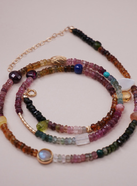 渐变碧玺多巴胺三圈手链女毛衣链