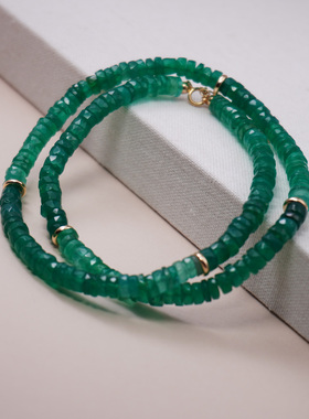 绿玛瑙项链祖母绿轻奢切面锁骨链