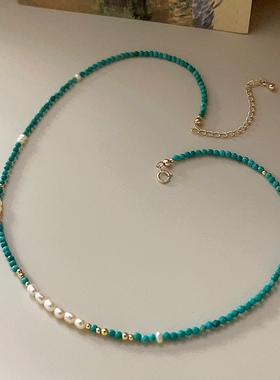 绿松石不规则天然珍珠项链