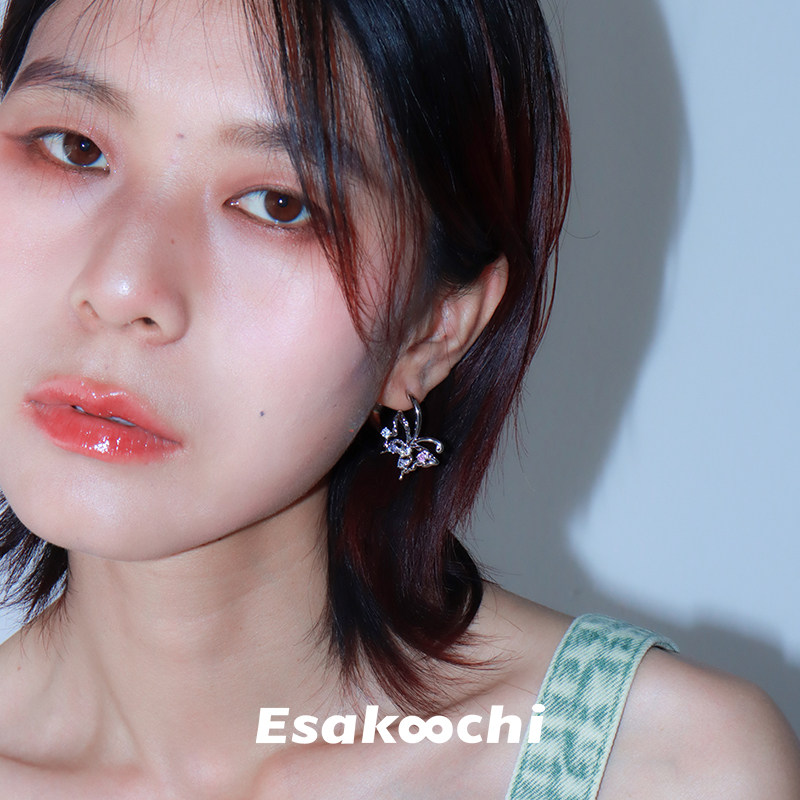Esakoochi春夏圆舞曲~蝴蝶触须耳环原创设计气质高级感耳饰
