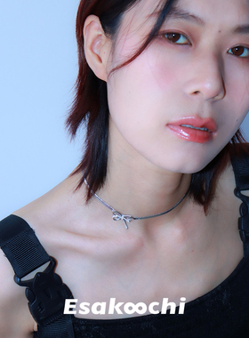 Esakoochi蝴蝶结项链ins少女感小众设计感蛇骨链气质锁骨链