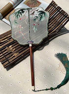 苏州非遗双面绣团扇朋友新婚贺礼喜上眉梢手工刺绣汉服扇苏绣礼品