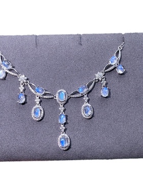 天然月光石项链纯银女