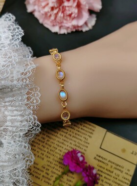 原创手作 天然印度蓝月光石绕线手链 2023新款简约百搭