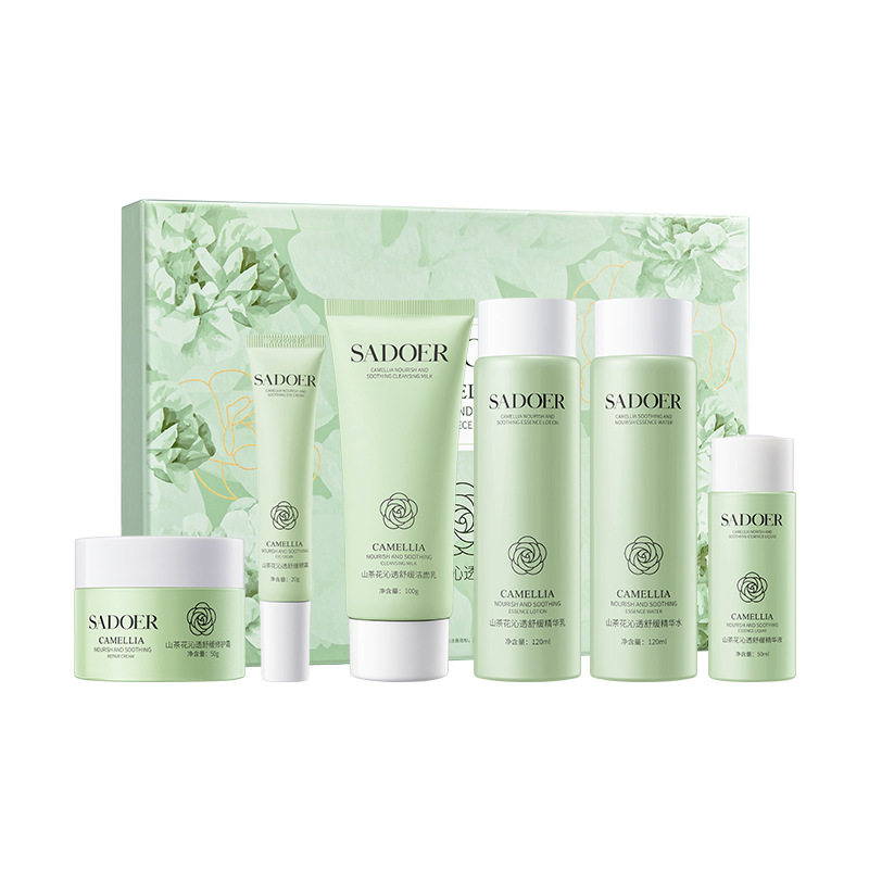 上朵山茶花沁透舒缓六件套水乳精华液面霜眼霜洗面奶护肤品套装,淘宝优惠券,粉丝福利购,淘宝优惠卷
