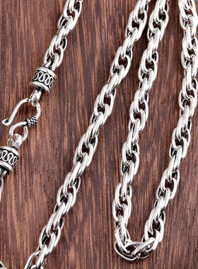 纯银复古欧美朋克风男士百搭锁链