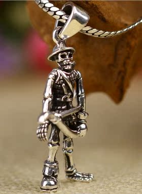 简约百搭手工骷髅高档泰银吊坠