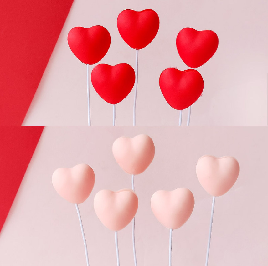 七夕情人节软胶爱心蛋糕装饰插件立体双面摆件母亲节生日网红配件