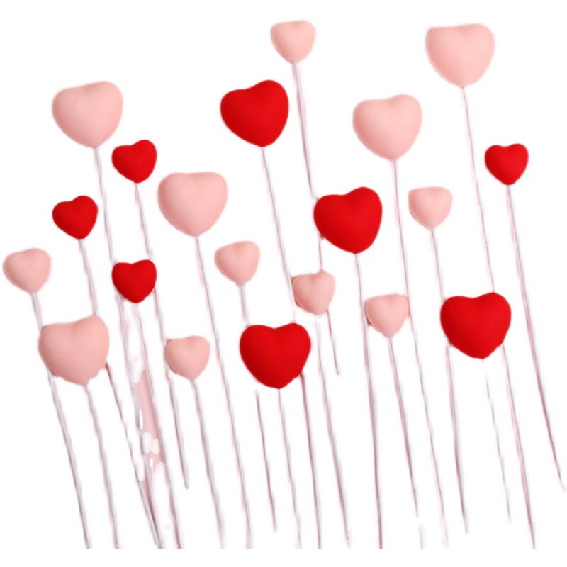 七夕情人节软胶爱心蛋糕装饰插件立体双面摆件母亲节生日网红配件