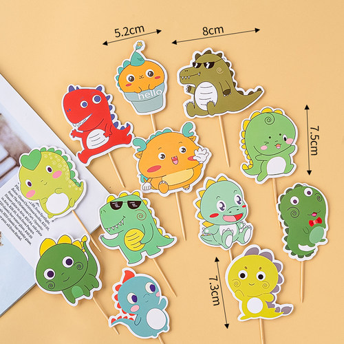 小恐龙蛋糕装饰摆件插件侏罗纪霸王龙男宝宝儿童生日周岁男孩插牌 - 图0