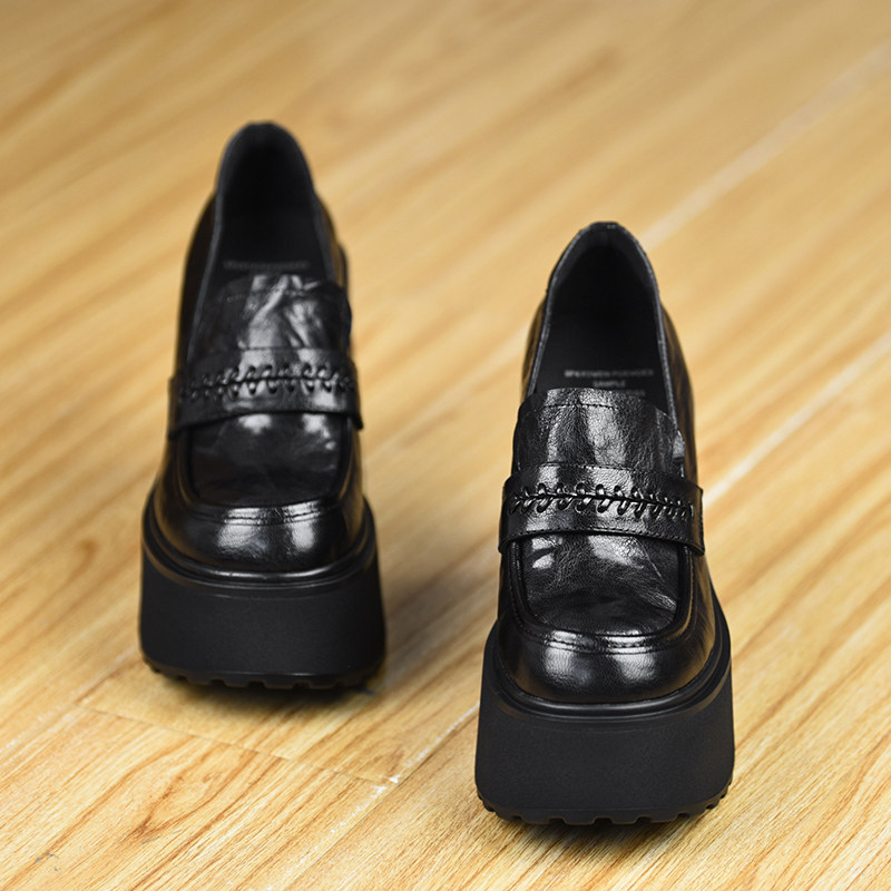 misili乐福鞋粗跟单鞋12cm高跟鞋2026春季新款防水台厚底真皮女鞋,淘宝优惠券,粉丝福利购,淘宝优惠卷