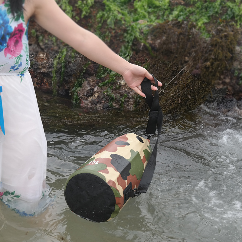 游泳浮潜迷彩 PVC夹网单双肩加厚防水桶包沙滩漂流户外运动防水袋