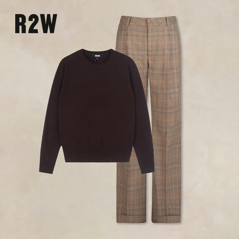 RTW英伦窄版阔腿裤女高端羊毛威尔士亲王格子裤通勤休闲秋冬西裤,淘宝优惠券,粉丝福利购,淘宝优惠卷