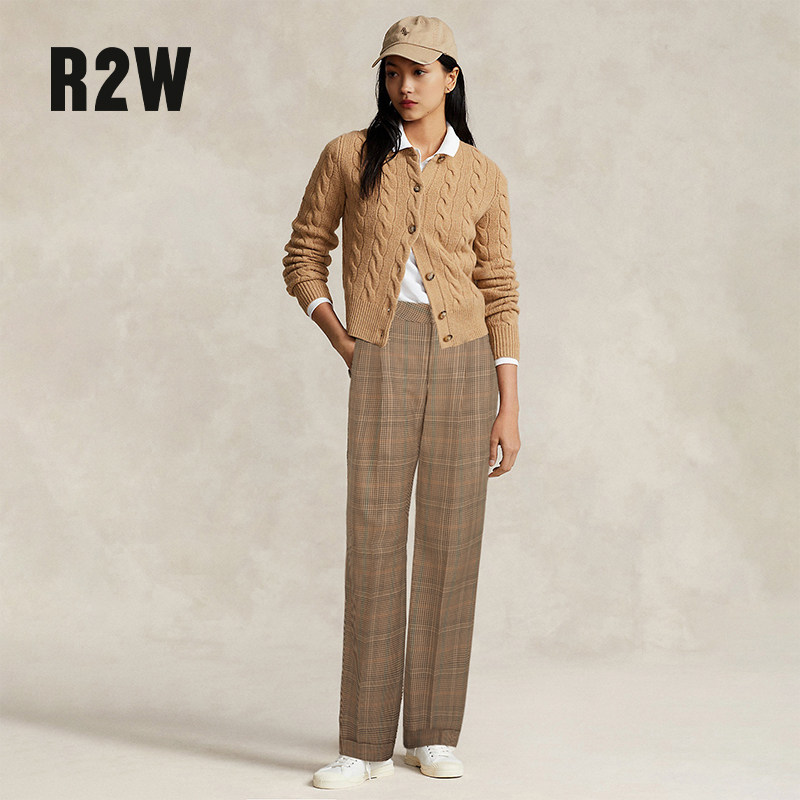 RTW英伦窄版阔腿裤女高端羊毛威尔士亲王格子裤通勤休闲秋冬西裤,淘宝优惠券,粉丝福利购,淘宝优惠卷