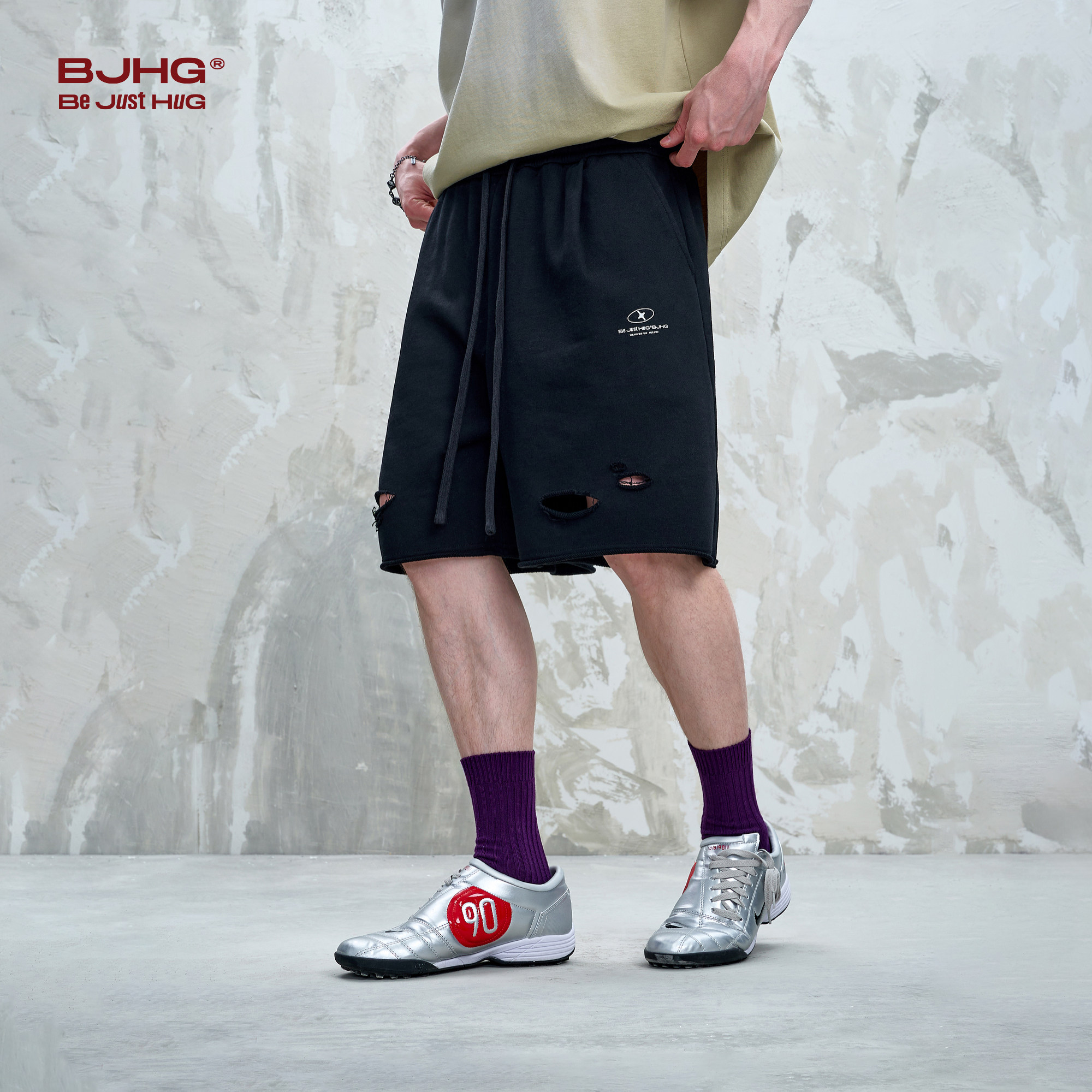 BJHG不计后果美式破洞男士短裤夏季2025新款复古宽松休闲五分裤子,淘宝优惠券,粉丝福利购,淘宝优惠卷