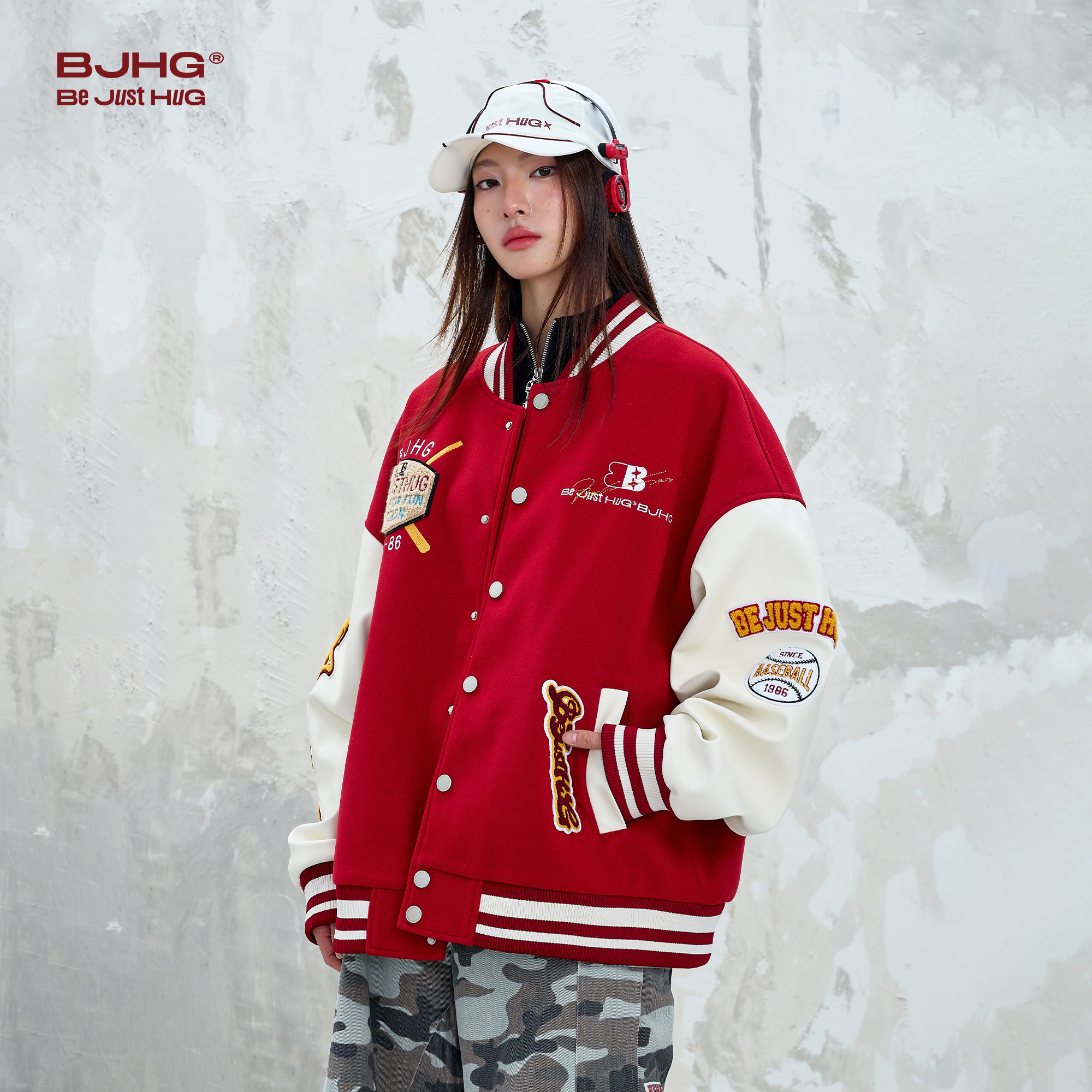 BJHG不计后果泽西风美式棒球服外套男女款秋冬季潮牌复古痞帅夹克,淘宝优惠券,粉丝福利购,淘宝优惠卷