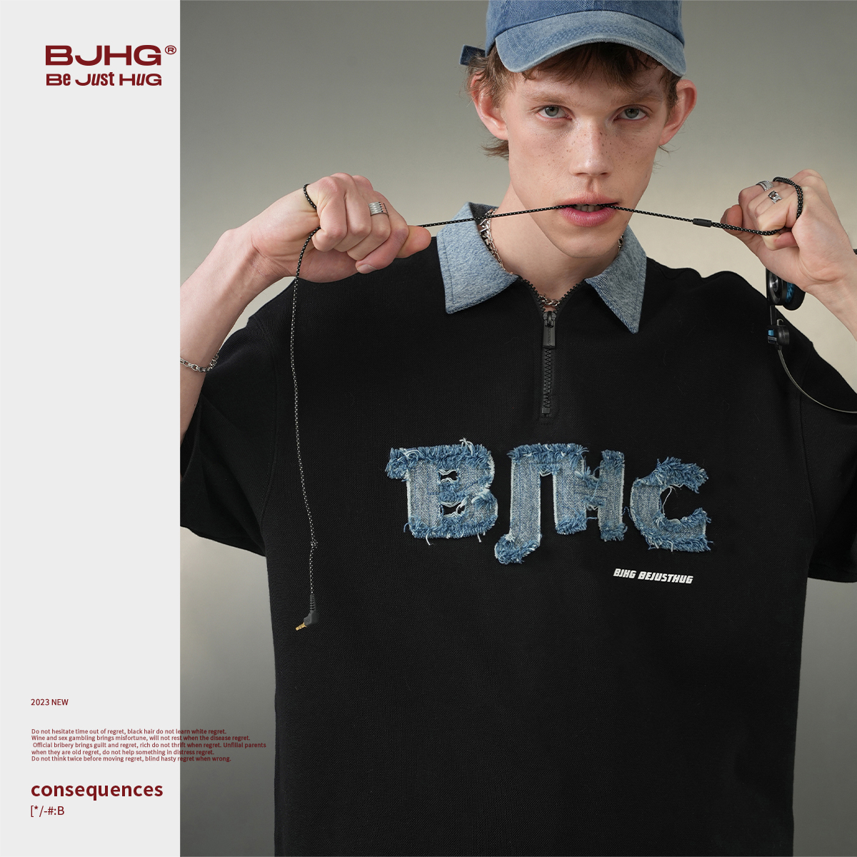 BJHG不计后果 美式复古POLO衫男夏季休闲重磅潮牌情侣短袖T恤polo
