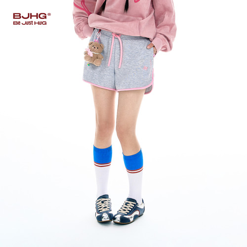 BJHG不计后果辣妹白色运动短裤女夏季空气层潮牌户外健身休闲短裤 - 图0