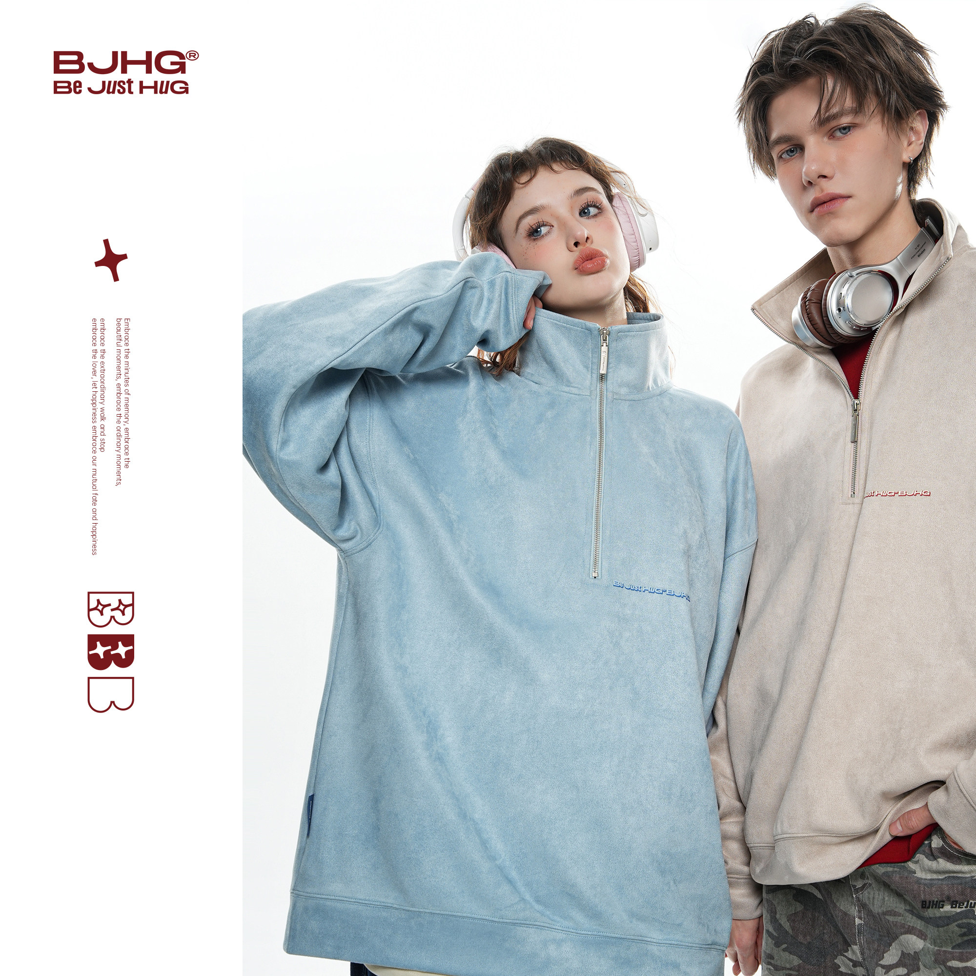 BJHG不计后果半拉链POLO衫卫衣男款冬季保暖长袖T恤情侣装卫衣女,淘宝优惠券,粉丝福利购,淘宝优惠卷