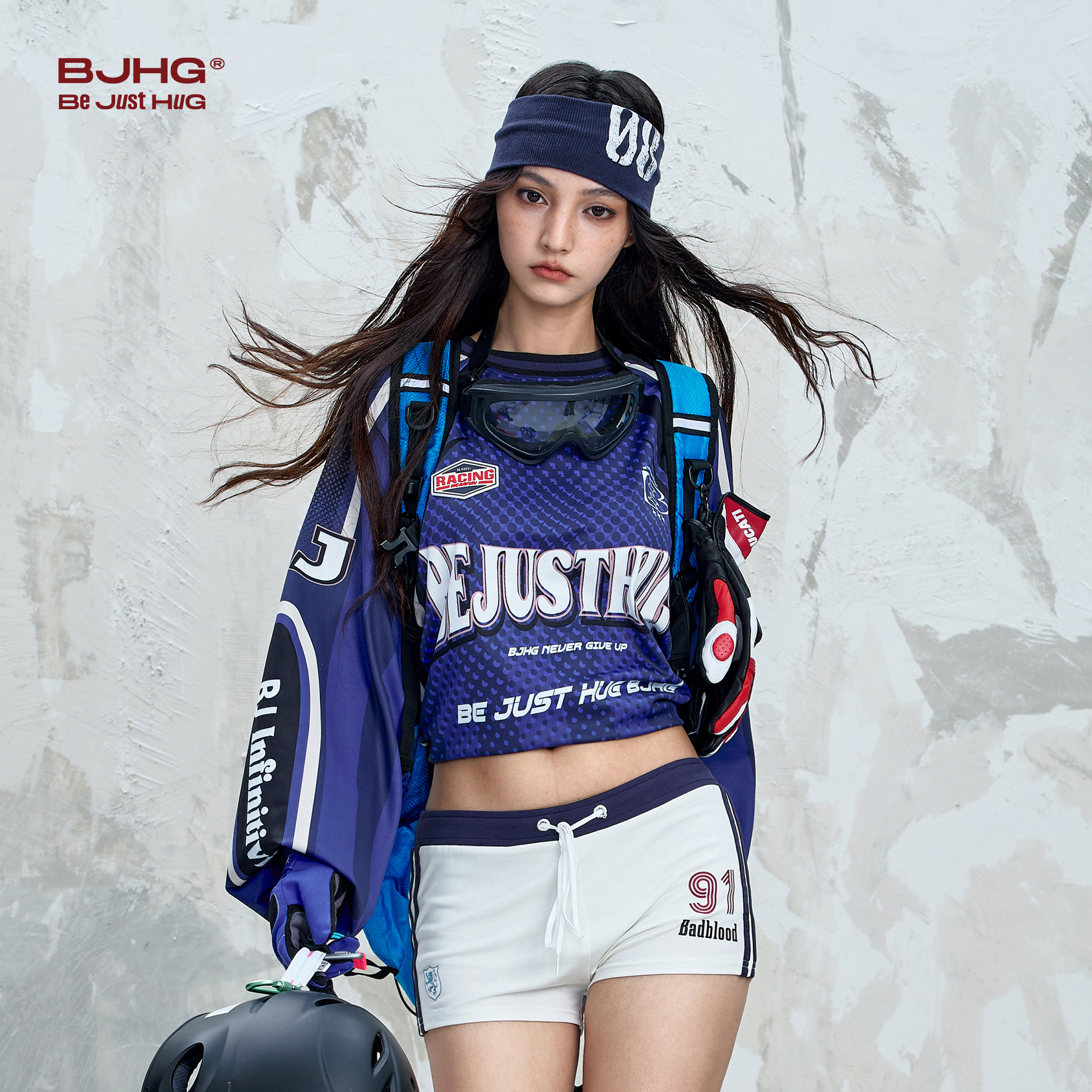 朱志鑫同款BJHG不计后果赛车T恤长袖男款秋季户外骑行运动卫衣女 - 图0