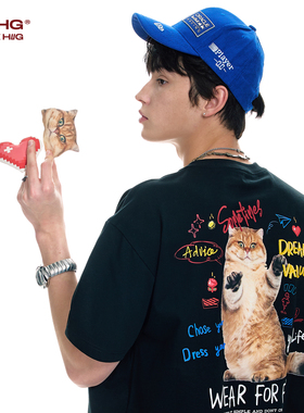BJHG不计后果 小猫贴贴t恤配饰设计感潮牌衣服装饰品装饰