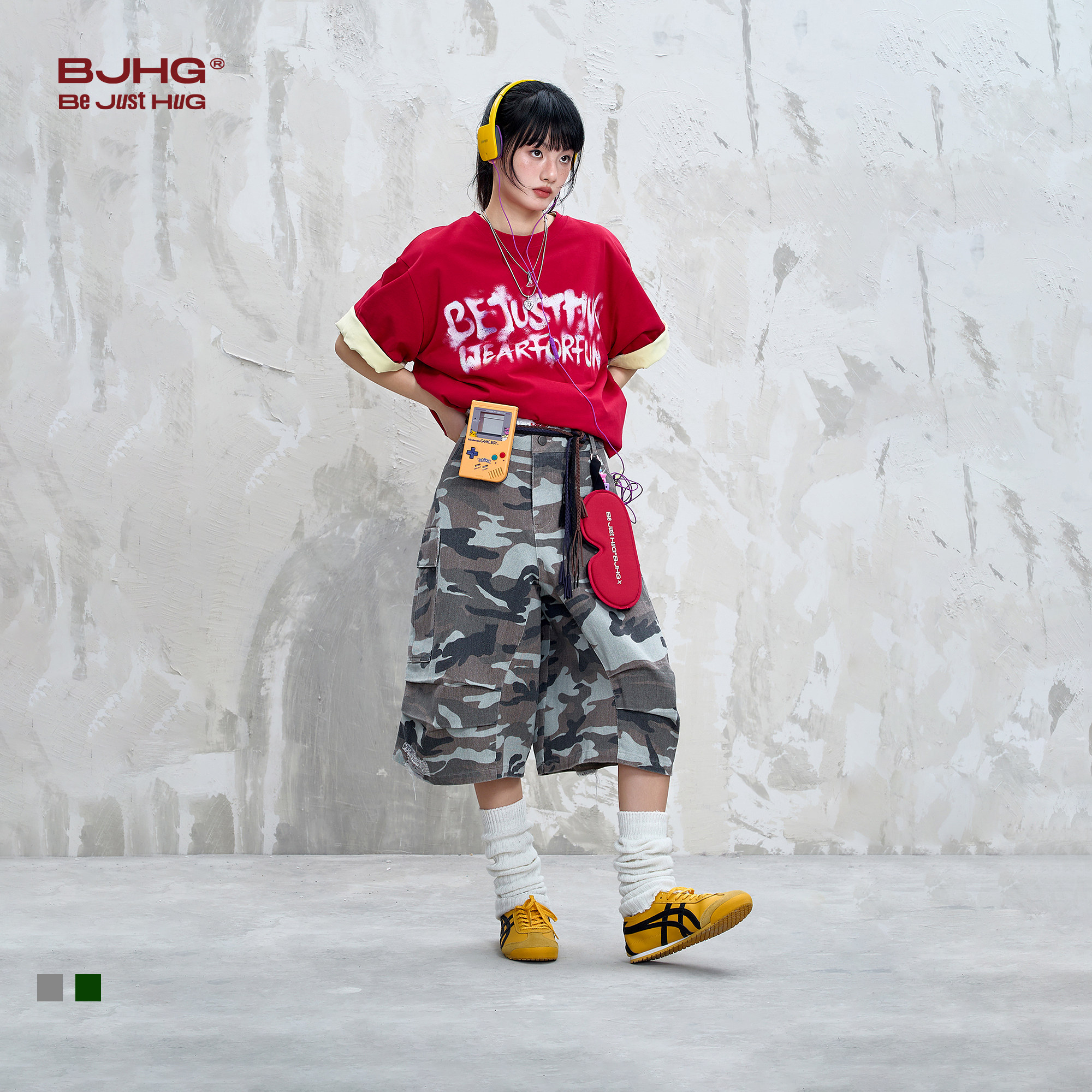 BJHG不计后果美式迷彩短裤女夏季潮牌宽松休闲工装做旧七分裤子女,淘宝优惠券,粉丝福利购,淘宝优惠卷