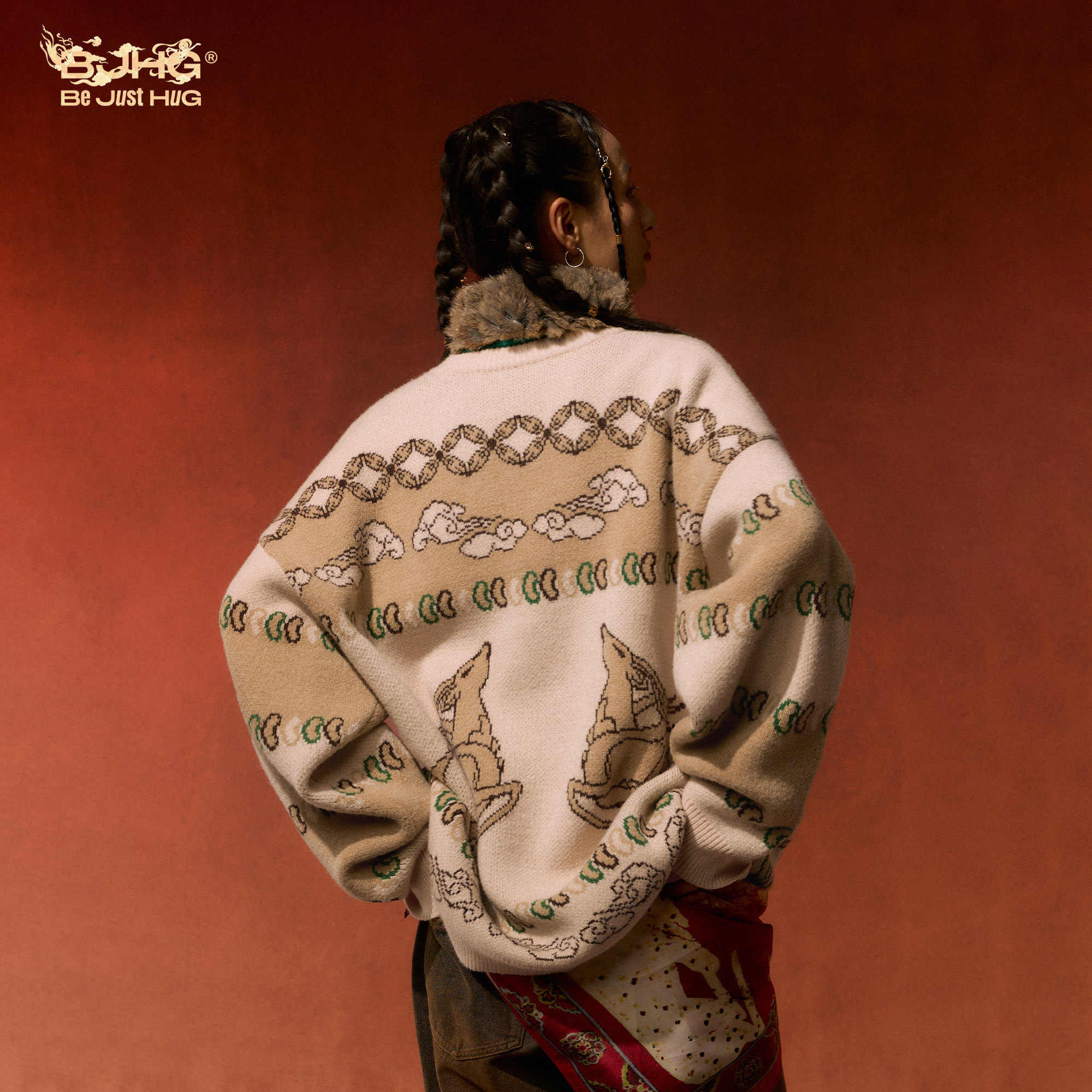 【新年款】BJHG不计后果红色毛衣男款秋冬季设计感套头针织毛衣女,淘宝优惠券,粉丝福利购,淘宝优惠卷