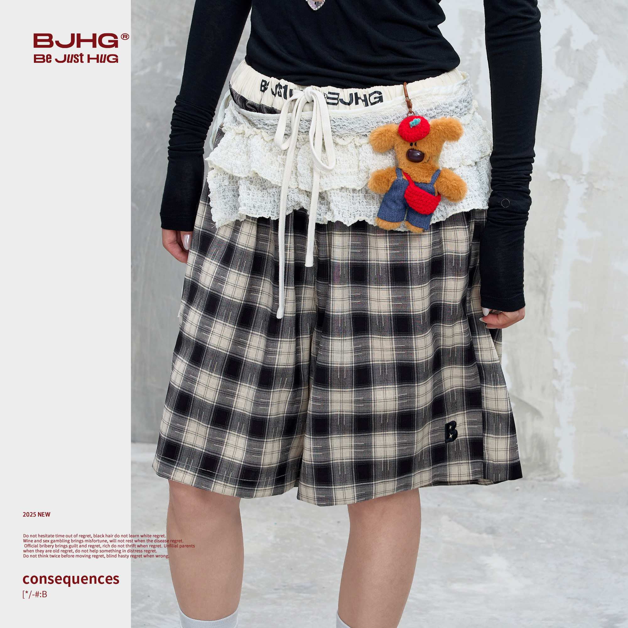 BJHG不计后果抽绳格子短裤男款夏轻薄透气直筒宽松运动休闲五分裤,淘宝优惠券,粉丝福利购,淘宝优惠卷