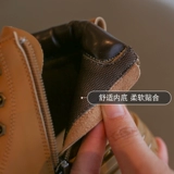 Martens, детские желтые осенние универсальные короткие сапоги для мальчиков в английском стиле, в британском стиле, сезон осень 2022, тренд сезона, популярно в интернете
