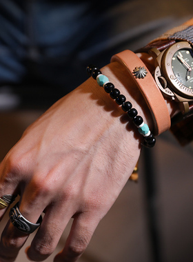 菊花钉栎木手环手工通用皮手环