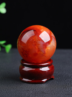 厂家天然红玛瑙水晶球原石打磨家居办公装饰摆件