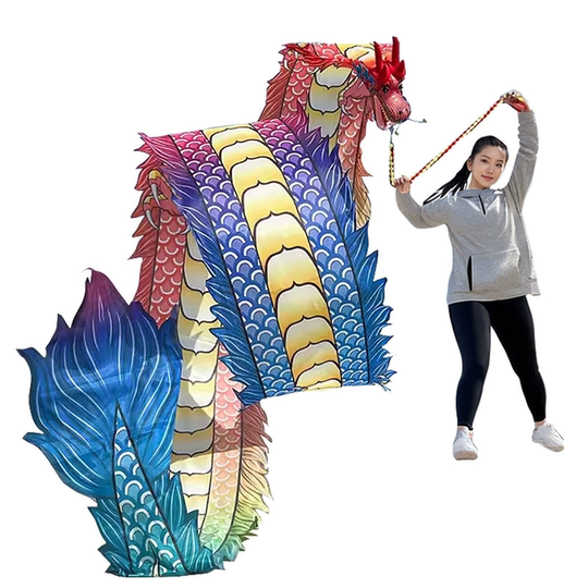 Square Dance für Männer und Frauen mittleren Alters und ältere Menschen, Fitness-Drachengürtel, Wurfband, chinesischer fliegender Drache, Stahlrahmen, Wasserhahn, Drachentanz-Performance-Requisiten