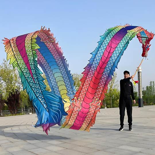 Square Dance für Männer und Frauen mittleren Alters und ältere Menschen, Fitness-Drachengürtel, Wurfband, chinesischer fliegender Drache, Stahlrahmen, Wasserhahn, Drachentanz-Performance-Requisiten