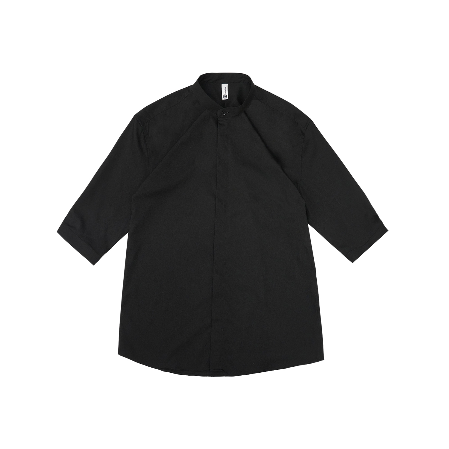 里奈男装夏季新中式立领中袖衬衫男纯色垂感高级感暗扣短袖衬衣-图3