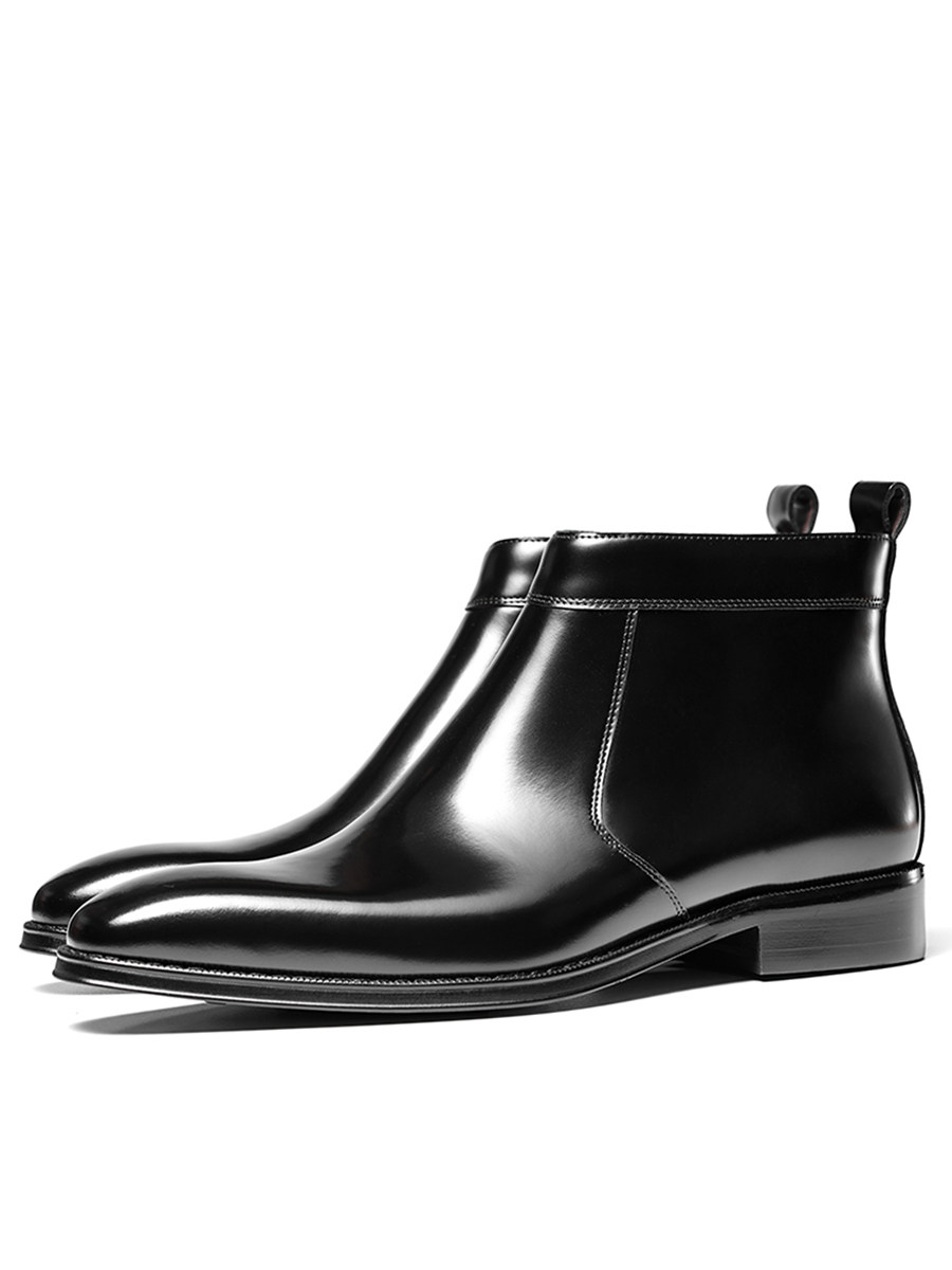 新潮切尔西靴内侧拉链真皮开边珠尖头高帮皮鞋手工牛皮靴马丁靴子,淘宝优惠券,粉丝福利购,淘宝优惠卷