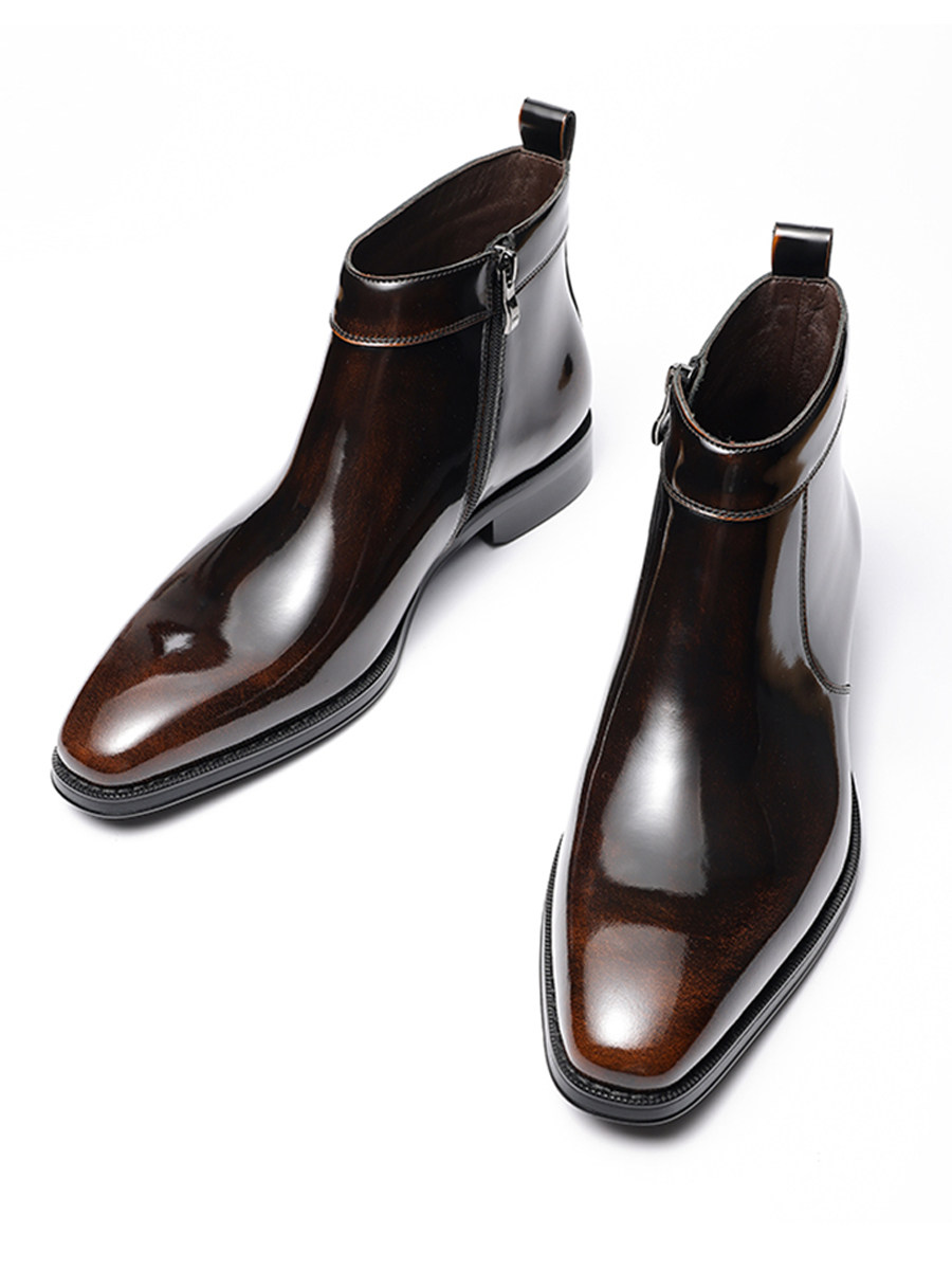 新潮切尔西靴内侧拉链真皮开边珠尖头高帮皮鞋手工牛皮靴马丁靴子,淘宝优惠券,粉丝福利购,淘宝优惠卷