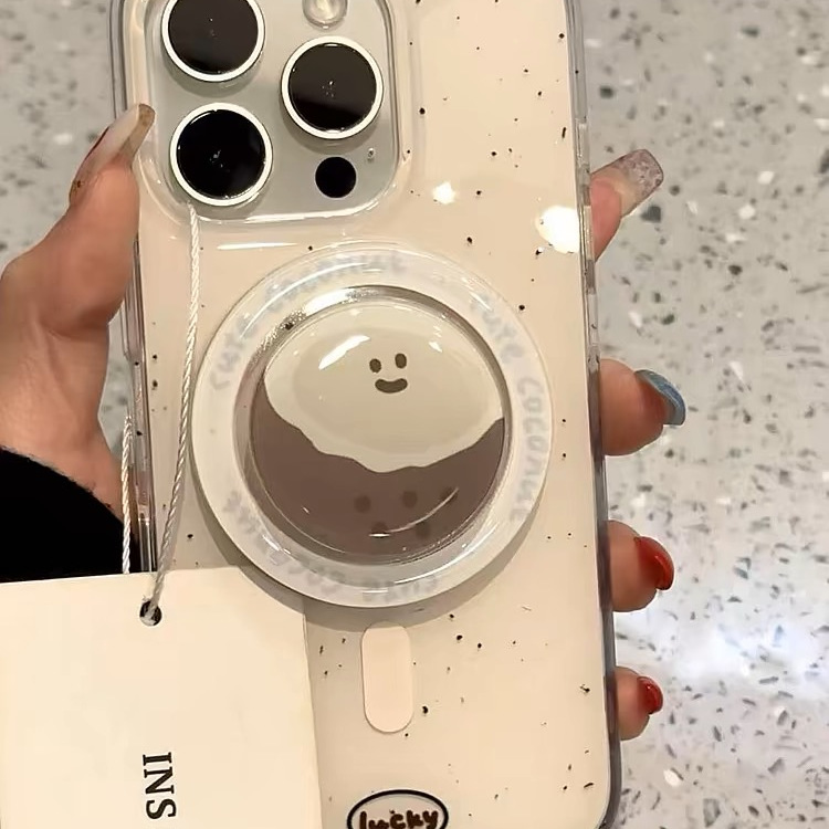 ins风泼墨可爱椰子表情磁吸支架适用iphone15promax16手机壳苹果1413防摔11/12promax新款xs/xr女87plus创意 - 图0
