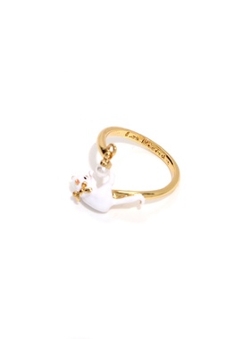 珐琅釉 法式风格ins风猫咪珍珠开口戒指