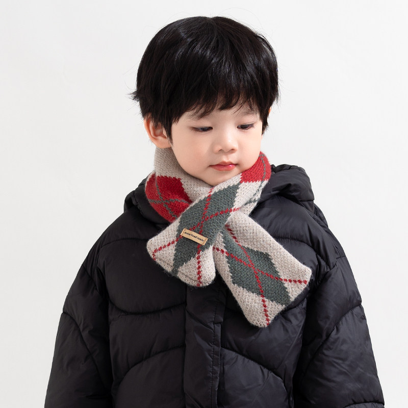 新款儿童围脖秋冬季男童女童针织毛线围巾宝宝小围脖保暖护脖格子,淘宝优惠券,粉丝福利购,淘宝优惠卷