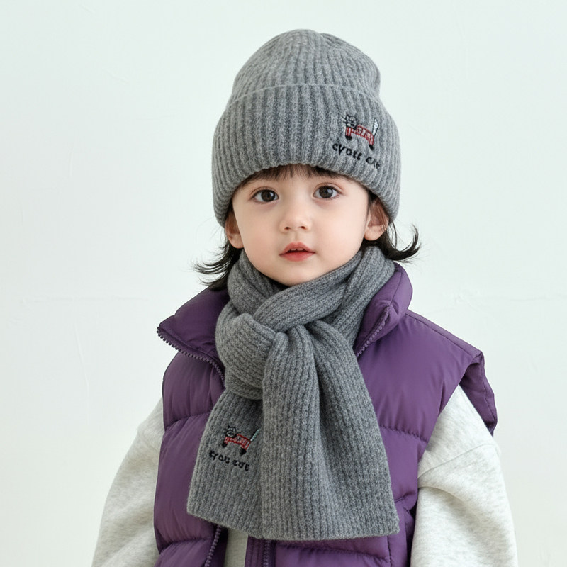 儿童帽子毛线帽围巾两件套秋冬季男女童保暖帽宝宝套头针织帽可爱,淘宝优惠券,粉丝福利购,淘宝优惠卷