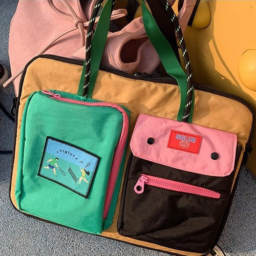 可爱多巴胺撞色笔记本电脑包2025新款斜跨手提包女大容量短途手提 - 图3