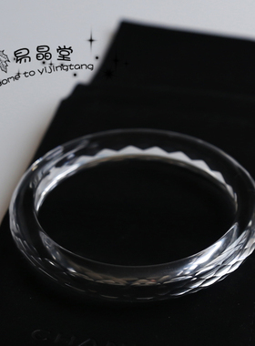 正品通透5A级白水晶刻面手镯 细款菱形扁条镯 经典款 buling闪亮