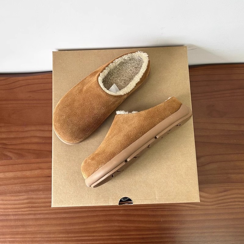 河南桑坡羊毛皮毛一体真皮小土豆全包勃肯鞋包头半拖鞋雪地靴男女 - 图3