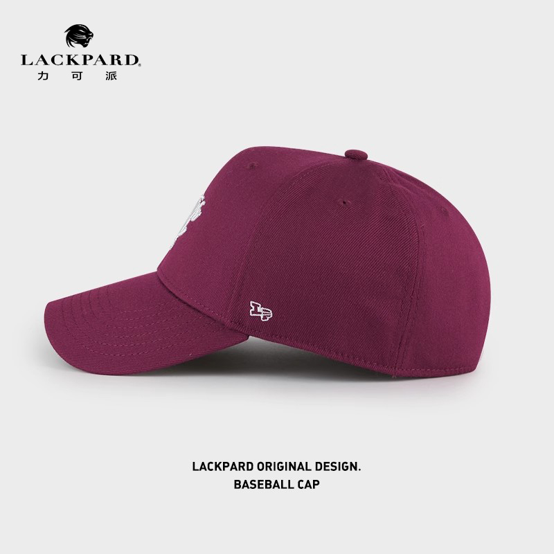 lackpard硬顶棒球帽男酒红色加大加深大头围全封后封口深顶鸭舌帽