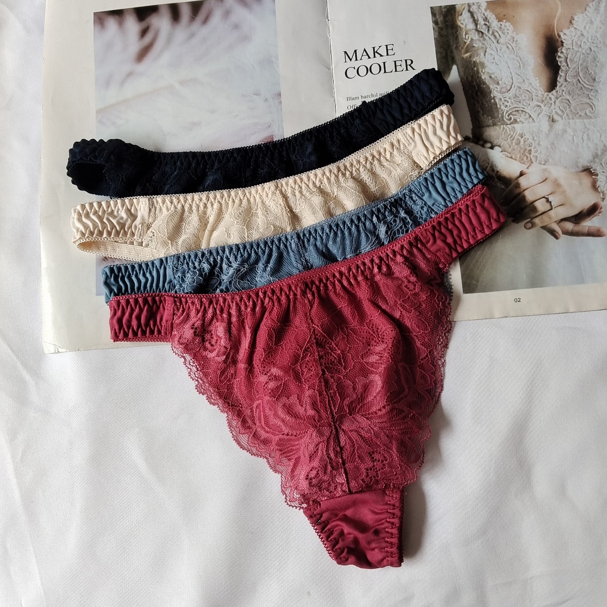 外贸出口日单女士内衣蕾丝内裤女丁字裤T裤少量多色M码