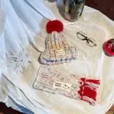 Демисезонная трикотажная шерстяная удерживающая тепло шапка ручной работы, шарф, милый аксессуар