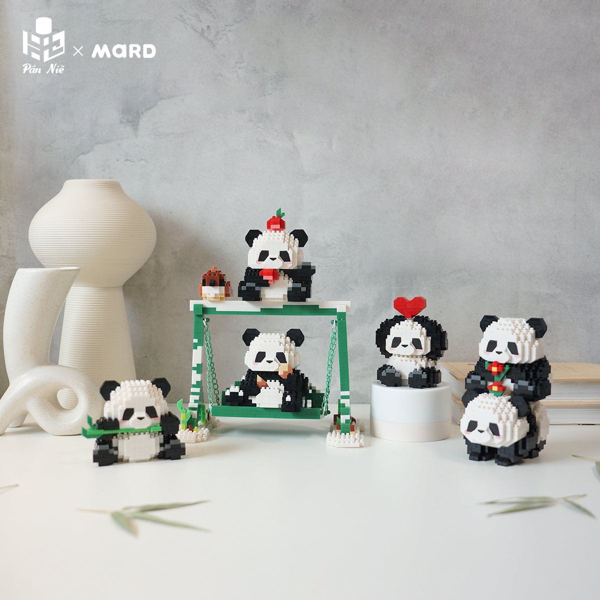 MARD原创 微型小颗粒 mini大熊猫萌兰花花立体积木拼装送礼物玩具 - 图0